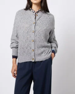 Online Esprit Gilet court en Maille mélangée dentelle gris moyen