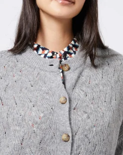 Online Esprit Gilet court en Maille mélangée dentelle gris moyen