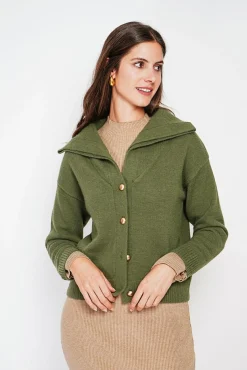 Femme C&Jo Gilet double col kaki