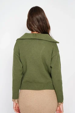 Femme C&Jo Gilet double col kaki