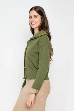 Femme C&Jo Gilet double col kaki