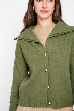 Femme C&Jo Gilet double col kaki