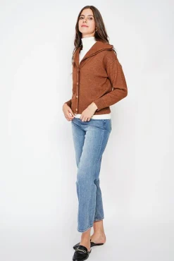 Femme C&Jo Gilet double col marron