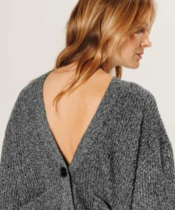 Sale Rodier Gilet Eden en laine & Cachemire boutonné col V gris chiné