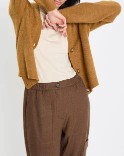 Hot Marc O'Polo Gilet en Alpaga & Laine mélangés 3 Boutons kaki marron