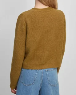 Hot Marc O'Polo Gilet en Alpaga & Laine mélangés 3 Boutons kaki marron