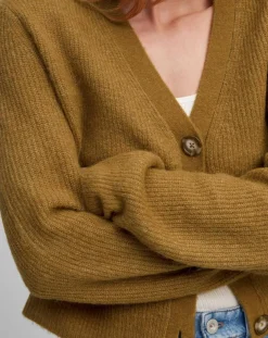 Hot Marc O'Polo Gilet en Alpaga & Laine mélangés 3 Boutons kaki marron