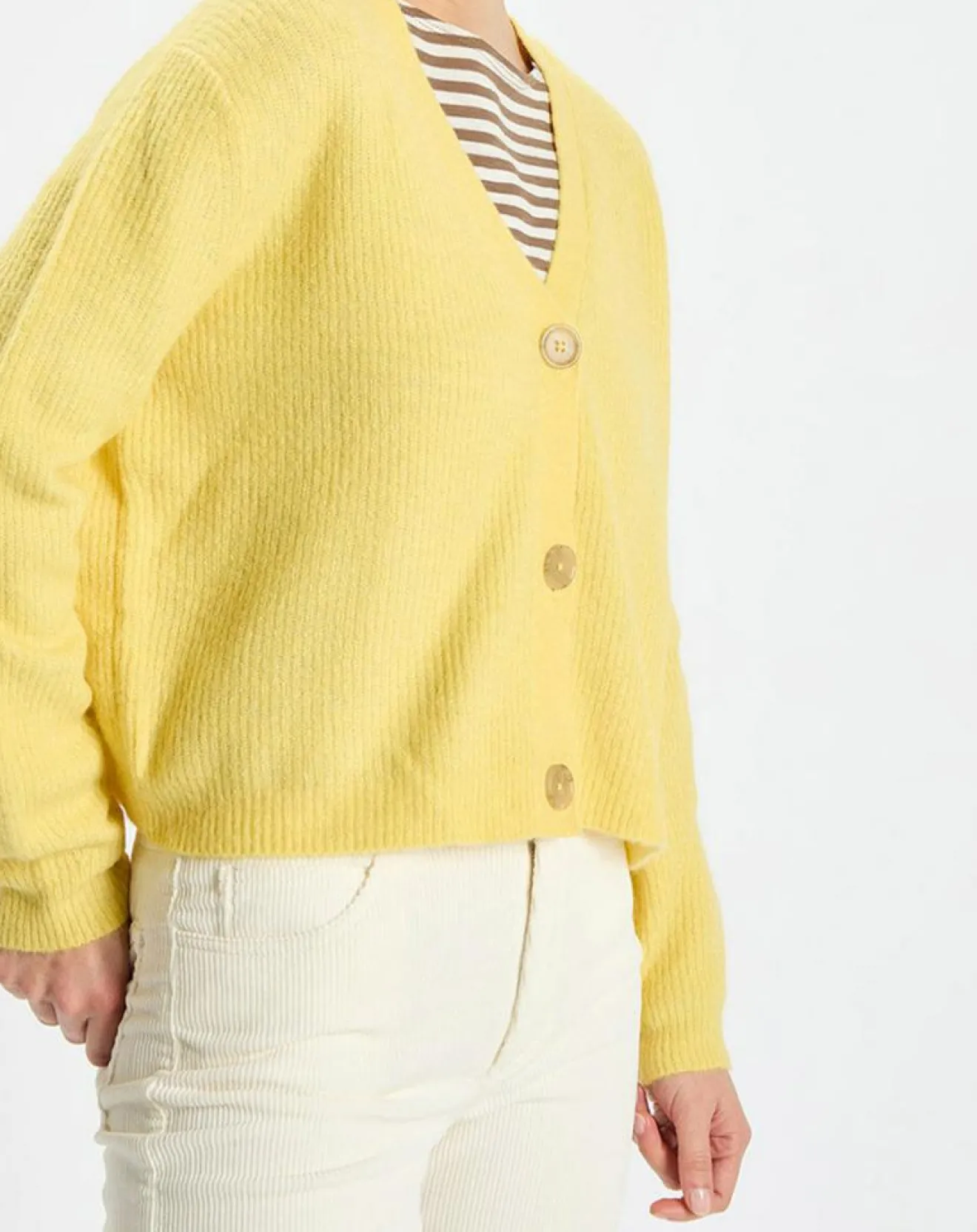 Femme Marc O'Polo Gilet en Alpaga & Laine mélangés 3 Boutons jaune