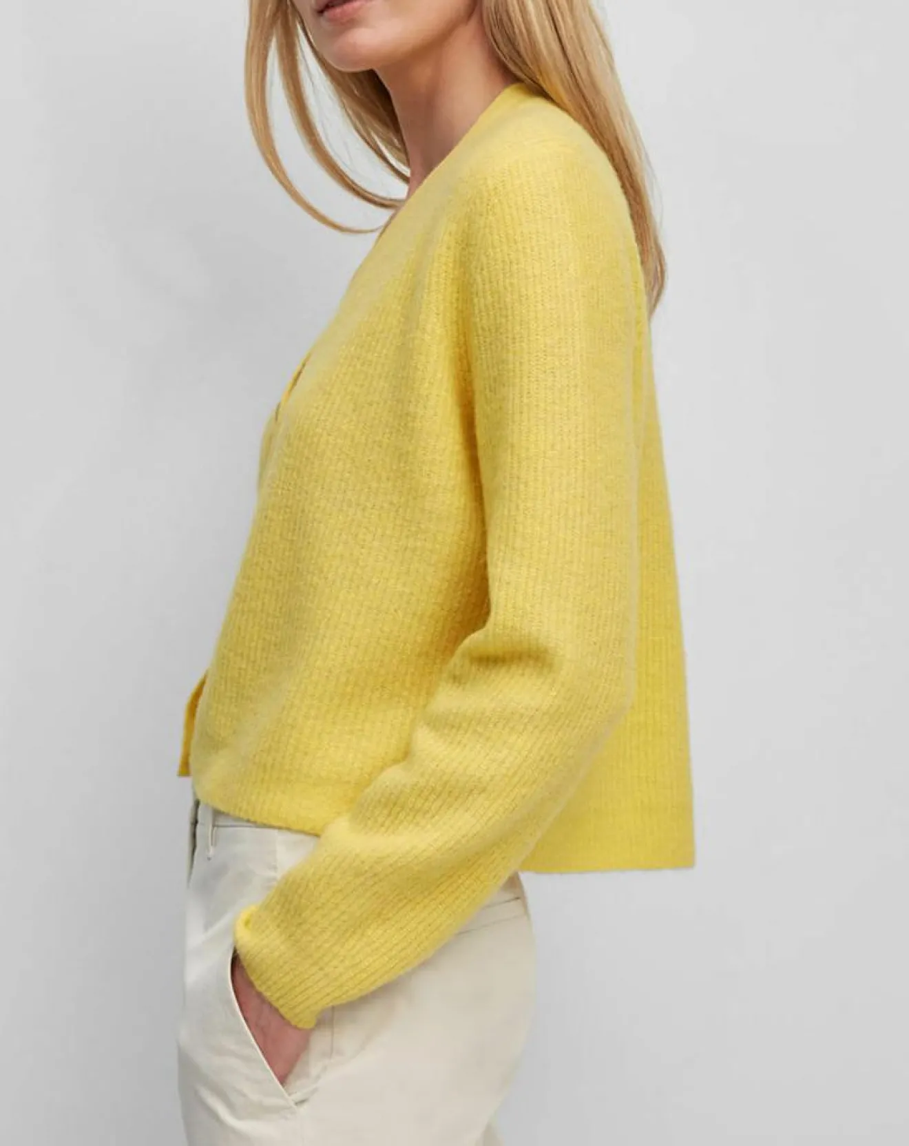 Femme Marc O'Polo Gilet en Alpaga & Laine mélangés 3 Boutons jaune