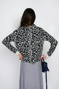 Femme Assuili Gilet en Cachemire & Soie mélangés Léopard noir