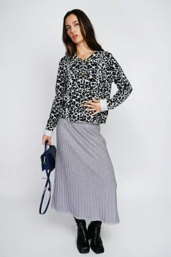 Femme Assuili Gilet en Cachemire & Soie mélangés Léopard noir