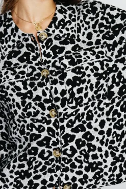 Femme Assuili Gilet en Cachemire & Soie mélangés Léopard noir