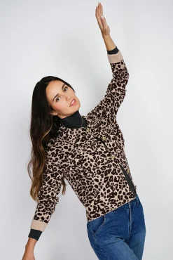 Best Assuili Gilet en Cachemire & Soie mélangés Léopard camel/marron