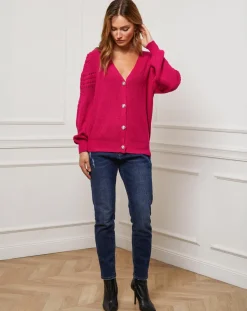 Online Fleur de cachemire Gilet en Cachemire mélangé Liv fushia