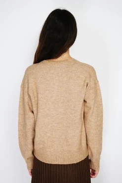 Femme Assuili Gilet en Cachemire mélangé grand col camel