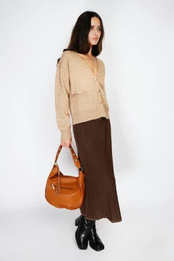 Femme Assuili Gilet en Cachemire mélangé grand col camel