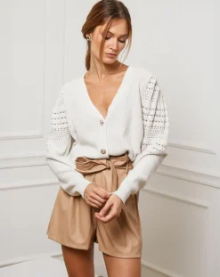 Discount Fleur de cachemire Gilet en Cachemire mélangé Liv ecru