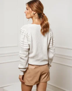 Discount Fleur de cachemire Gilet en Cachemire mélangé Liv ecru