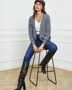 Clearance Fleur de cachemire Gilet en Cachemire mélangé Laura gris