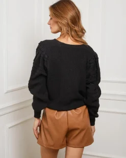 New Fleur de cachemire Gilet en Cachemire mélangé Liv noir