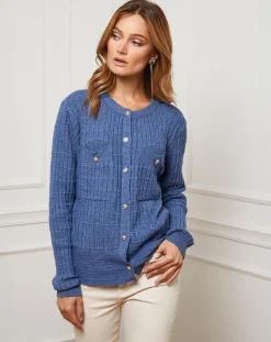 Femme Fleur de cachemire Gilet en Cachemire mélangé Stephanie indigo