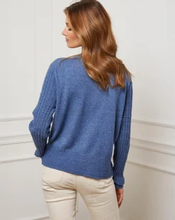 Femme Fleur de cachemire Gilet en Cachemire mélangé Stephanie indigo