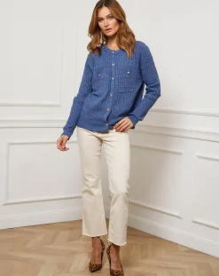 Femme Fleur de cachemire Gilet en Cachemire mélangé Stephanie indigo