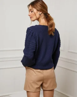 Clearance Fleur de cachemire Gilet en Cachemire mélangé Liv marine