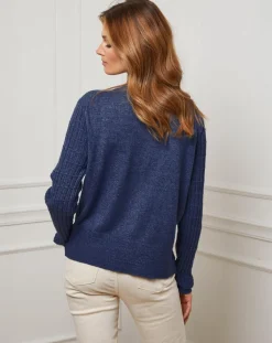 Femme Fleur de cachemire Gilet en Cachemire mélangé Stephanie marine