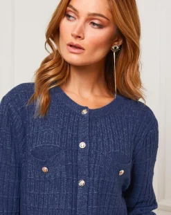 Femme Fleur de cachemire Gilet en Cachemire mélangé Stephanie marine