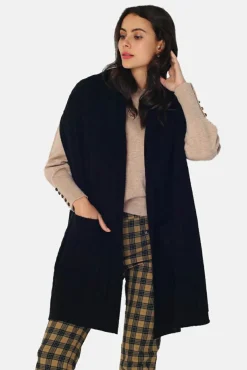 Sale Assuili Gilet en Cachemire mélangé grand col noir
