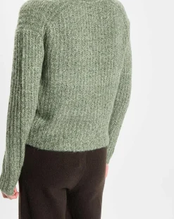 Best Marc O'Polo Gilet en Coton, Laine & Alpaga mélangés grosse maille chiné vert foncé