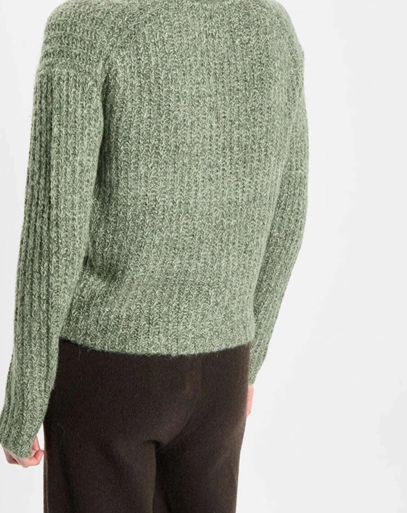 Best Marc O'Polo Gilet en Coton, Laine & Alpaga mélangés grosse maille chiné vert foncé