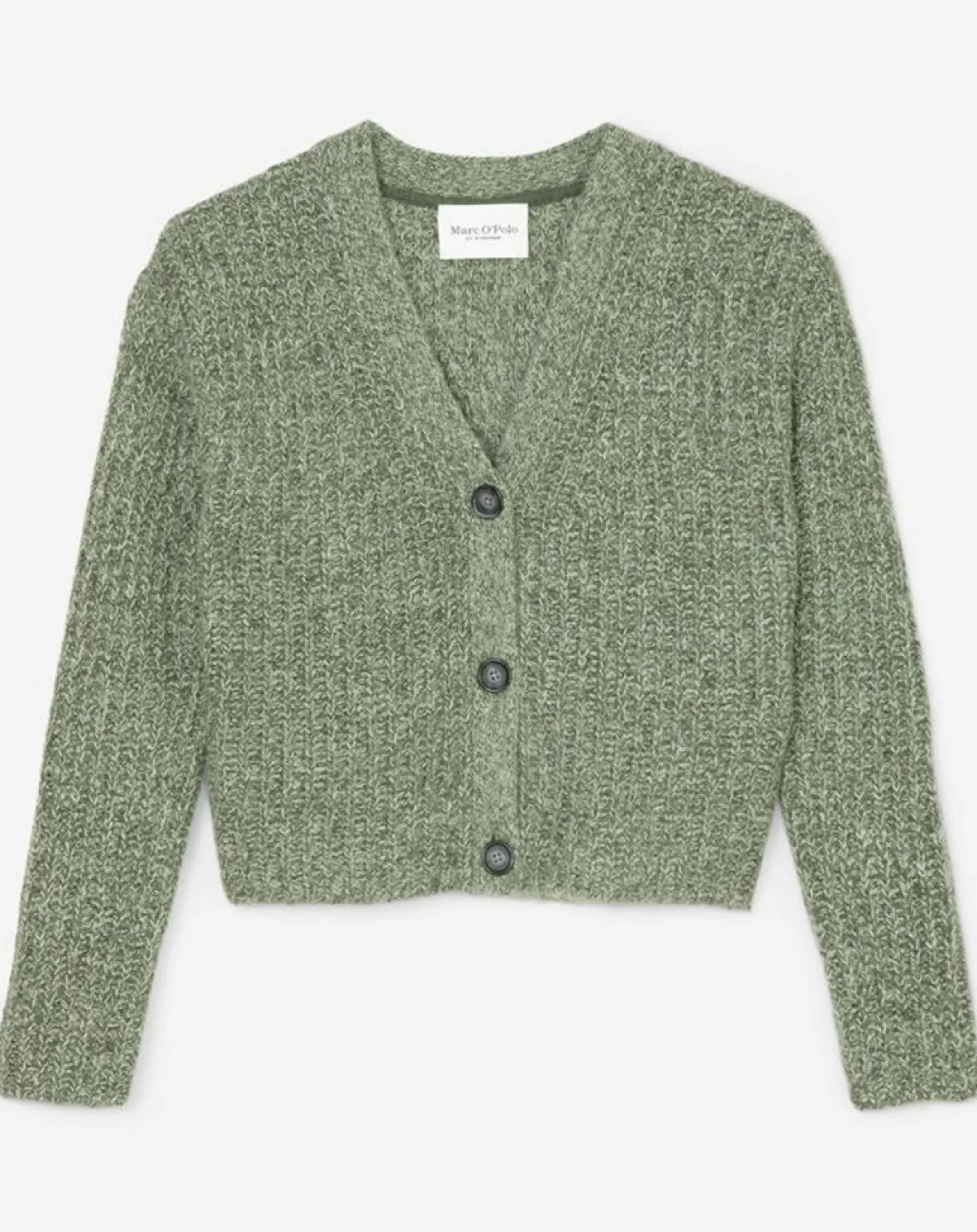 Best Marc O'Polo Gilet en Coton, Laine & Alpaga mélangés grosse maille chiné vert foncé