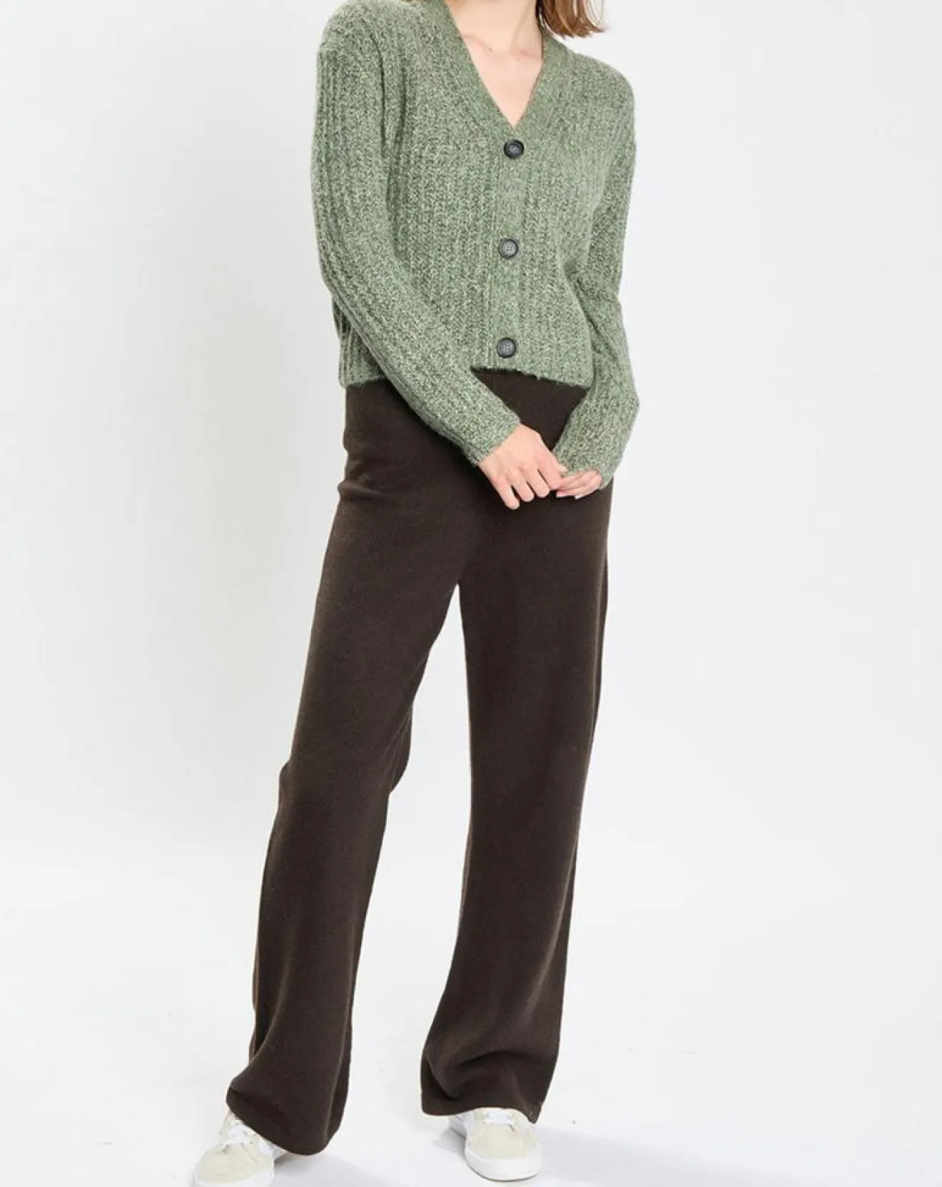 Best Marc O'Polo Gilet en Coton, Laine & Alpaga mélangés grosse maille chiné vert foncé