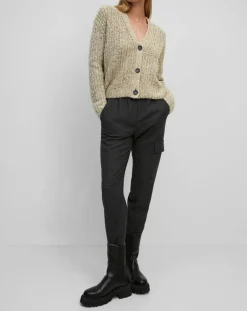 Hot Marc O'Polo Gilet en Coton, Laine & Alpaga mélangés grosse maille chiné marron