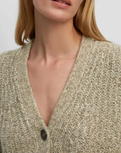 Hot Marc O'Polo Gilet en Coton, Laine & Alpaga mélangés grosse maille chiné marron