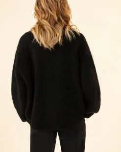 Femme Indies Gilet en Kidmohair & Laine mélangés Bonnie noir