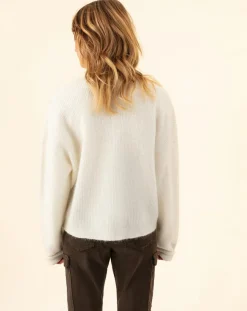 Outlet Indies Gilet en Kidmohair & Laine mélangés Bonnie écru