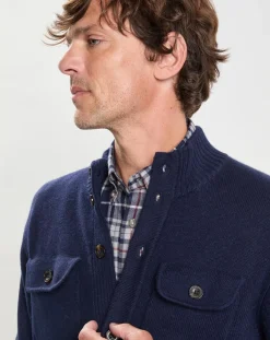 Hot Hackett London Gilet en Laine & Cachemire bleu marine