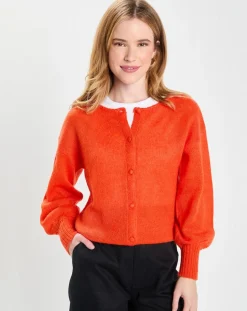 New Galeries Lafayette Gilet en Laine & Mohair mélangés Maille Boston 2 rouge moyen