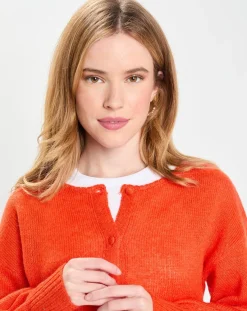 New Galeries Lafayette Gilet en Laine & Mohair mélangés Maille Boston 2 rouge moyen