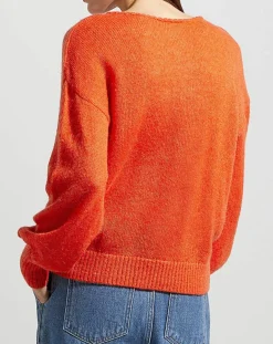 New Galeries Lafayette Gilet en Laine & Mohair mélangés Maille Boston 2 rouge moyen