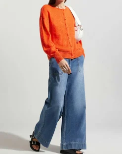 New Galeries Lafayette Gilet en Laine & Mohair mélangés Maille Boston 2 rouge moyen