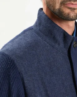 Homme Hackett London Gilet en Laine Bi-Matière uni bleu
