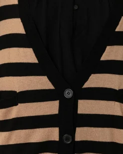 Femme Indies Gilet en Laine mélangée Lena rayure camel