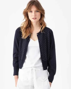 Best Indies Gilet en Laine mélangée Tidal marine/argenté