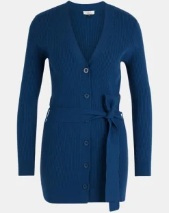 Femme Galeries Lafayette Gilet en Maille côtelée stretch Fernand bleu foncé