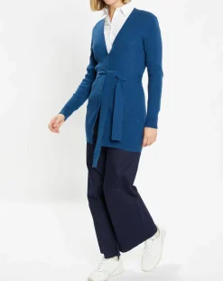 Femme Galeries Lafayette Gilet en Maille côtelée stretch Fernand bleu foncé