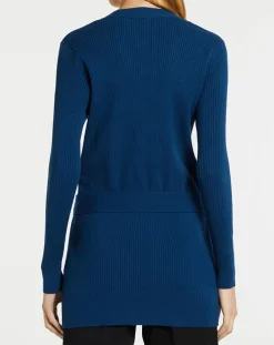 Femme Galeries Lafayette Gilet en Maille côtelée stretch Fernand bleu foncé